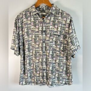 Summa Men’s Button Down Shirt Size M 100% Rayon South Africa Abstract Print VTG